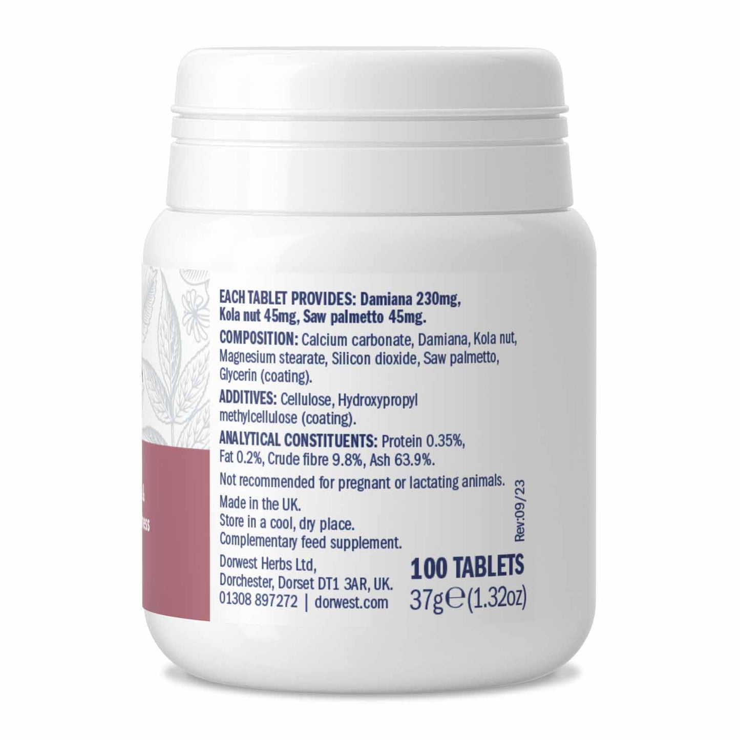 Dorwest Herbs Damiana & Kola - 100 tabs