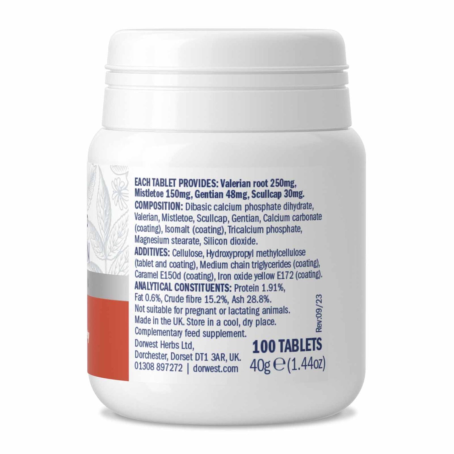 Dorwest Herbs Scullcap & Valerian 100 Tablets